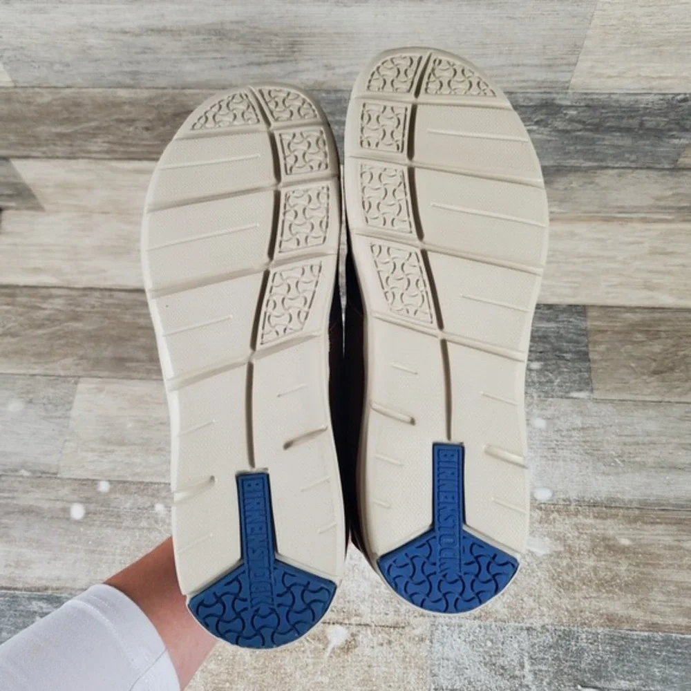 Birkenstock Estevan Women Shoe Sz 10.5 Casual Blue Brown Leather Lace Up Sneaker